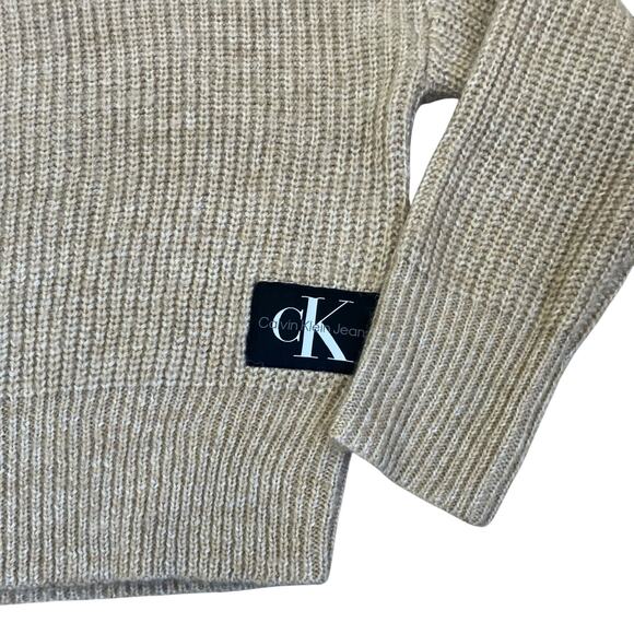 Calvin Klein Sz S Oversized Chunky Knit Boxy Sweater Mock Neck 1/2 Zip Cropped - Picture 9 of 16